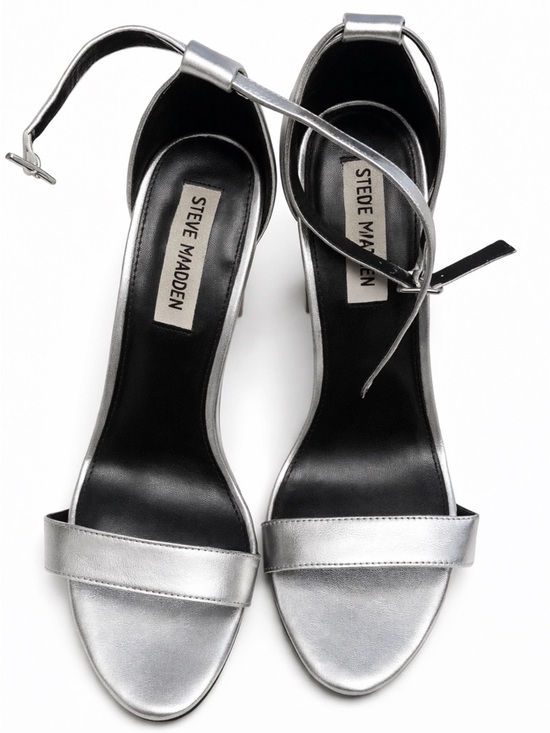 Steve Madden Shoes - Steve Madden Metallic Silver Ankle-Strap Heels